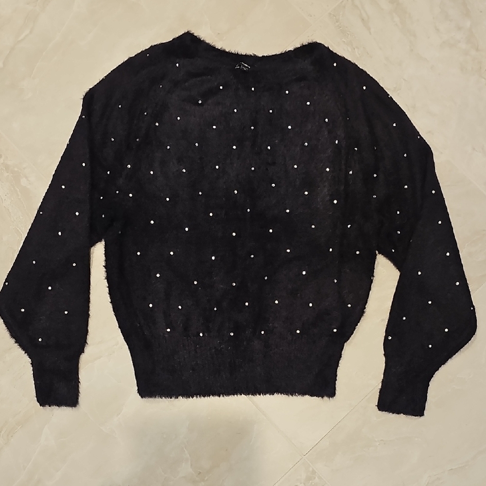Express Black Sweater with White Dots